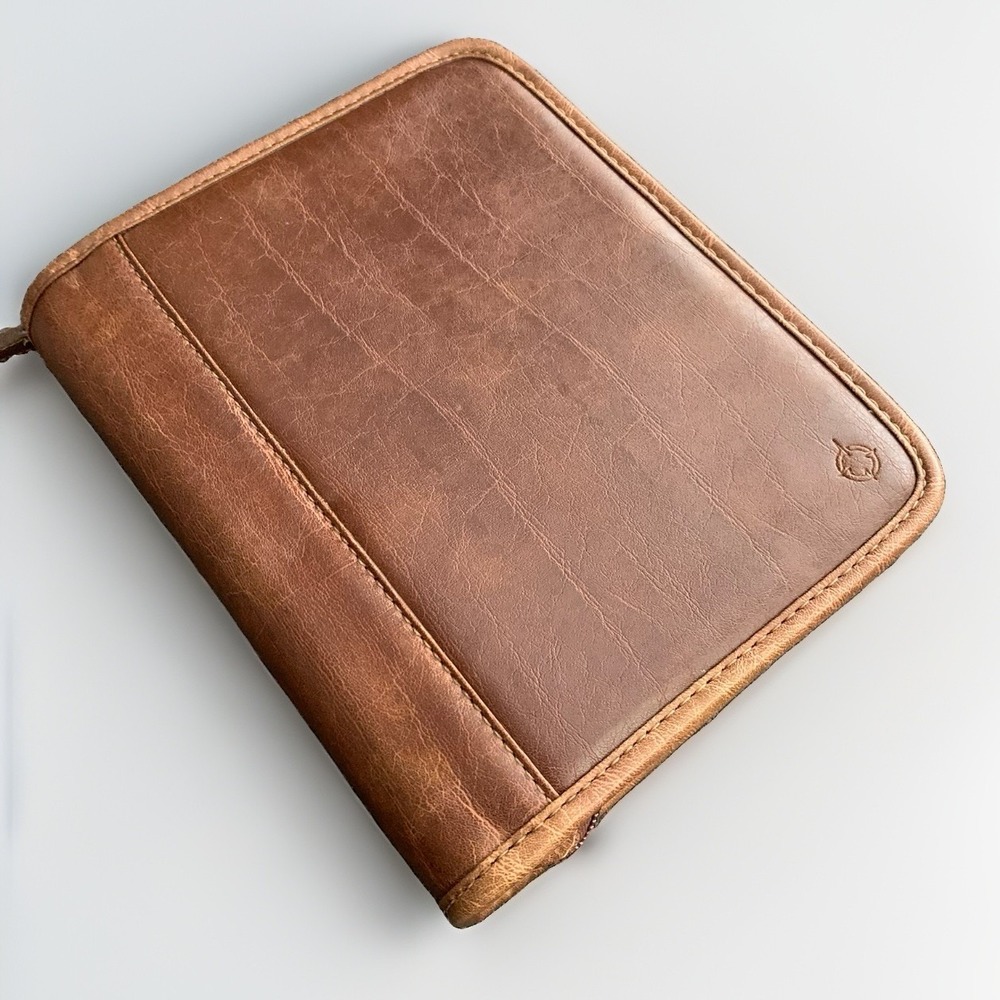 Franklin Covey Aurora 8x9 Classic 7 ring soft side full grain leather binder
